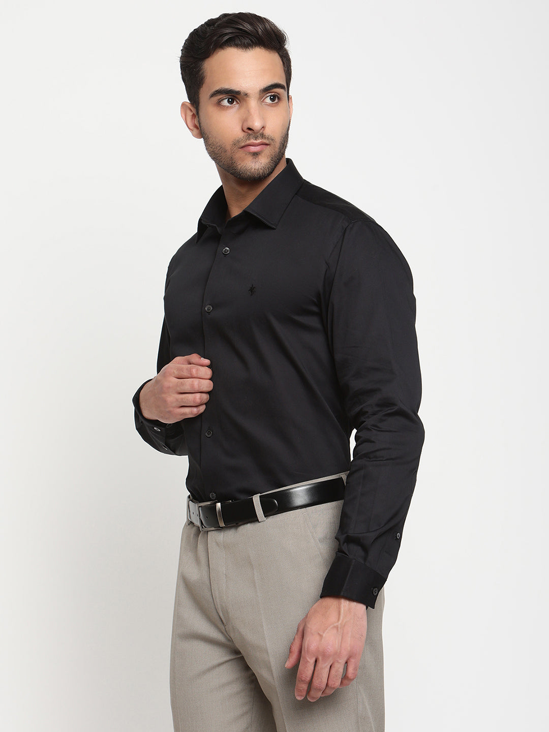 Cantabil Men's Black Party Wear Shirt (6795508842635)