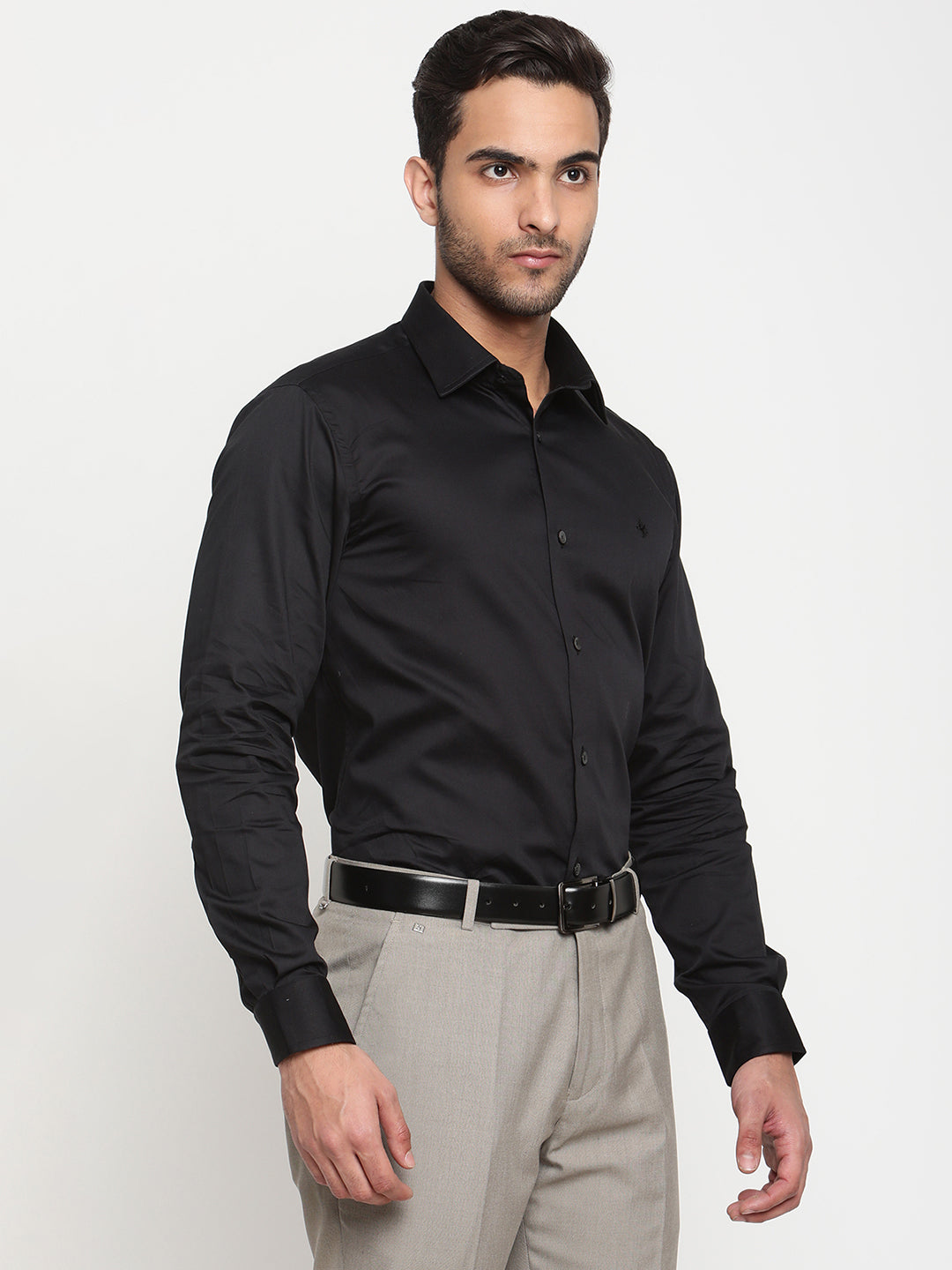 Cantabil Men's Black Party Wear Shirt (6795508842635)