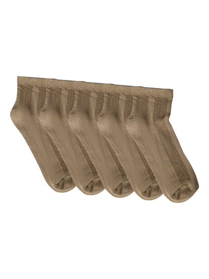 Cantabil Men Set of 5 Ankle Length Beige Socks (6869932900491)