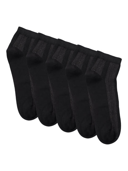 Cantabil Men Set of 5 Ankle Length Black Socks (6869943255179)