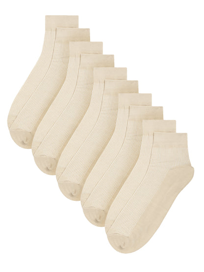 Cantabil Men Set of 5 Cream Ankle Length Socks (6833282285707)