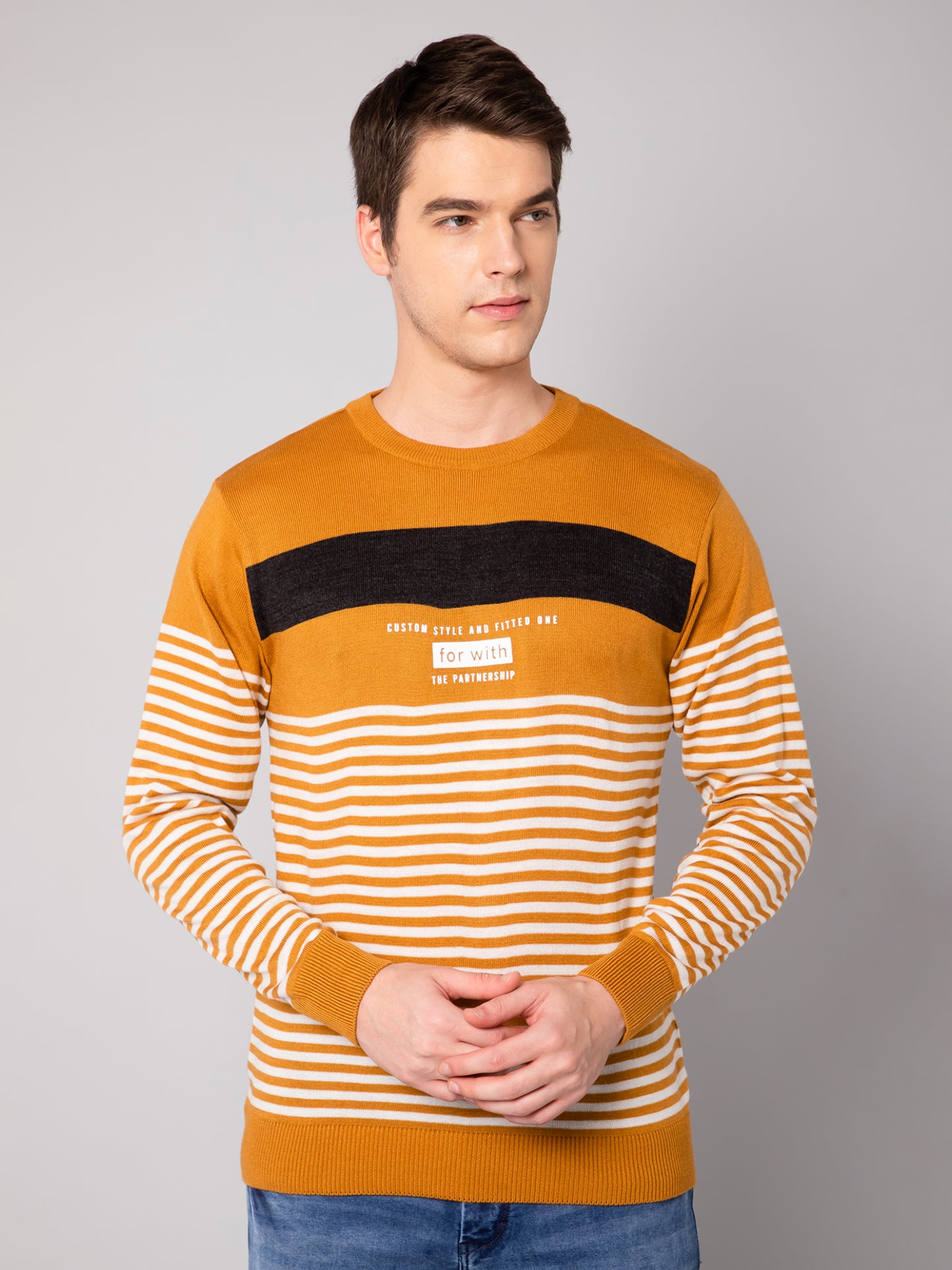 Cantabil Mens Mustard Sweater (7032509530251)