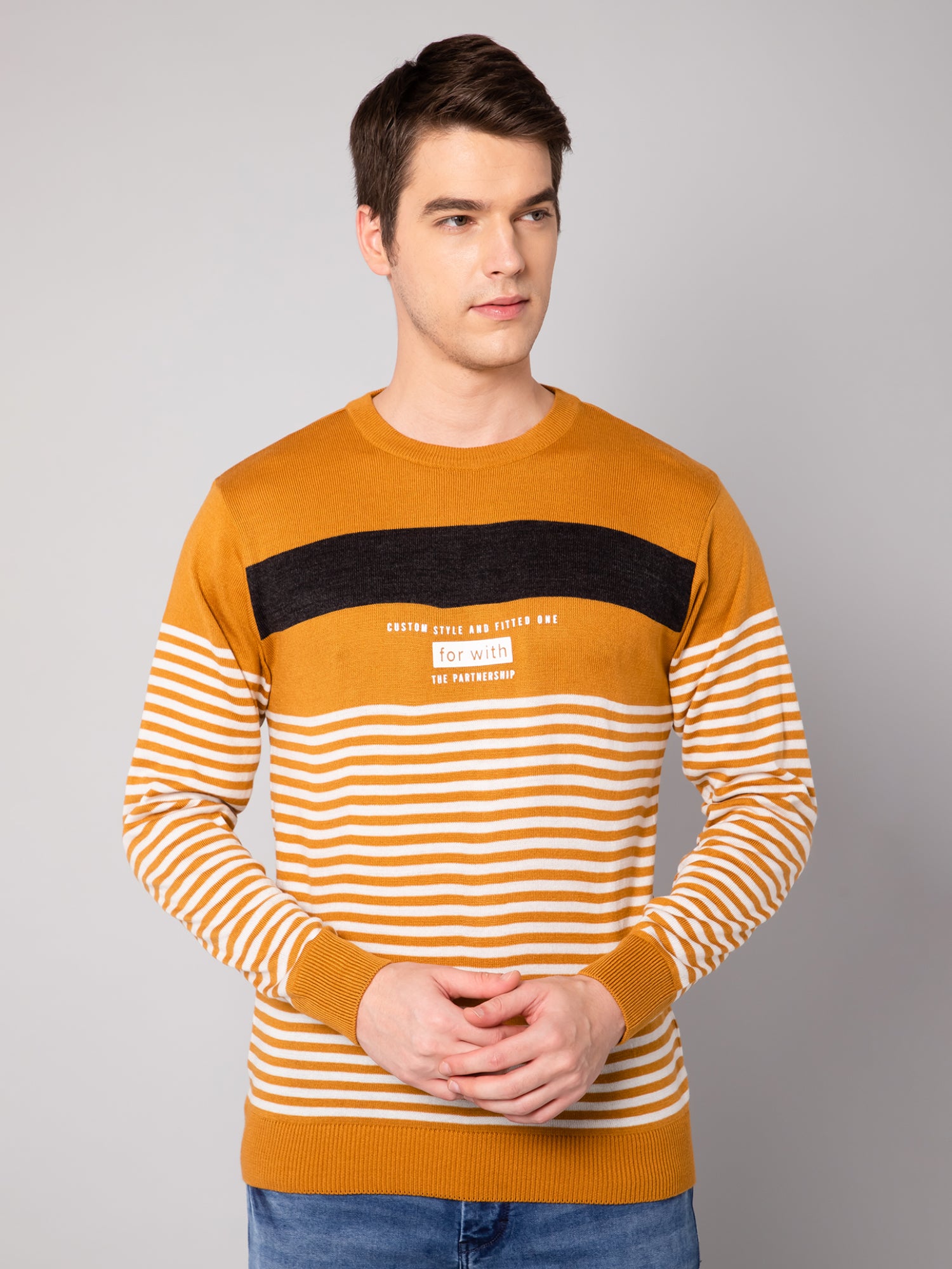 Cantabil Mens Mustard Sweater (7032509530251)