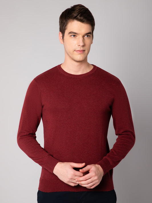 Cantabil Mens Maroon Melange Sweater (7032520999051)