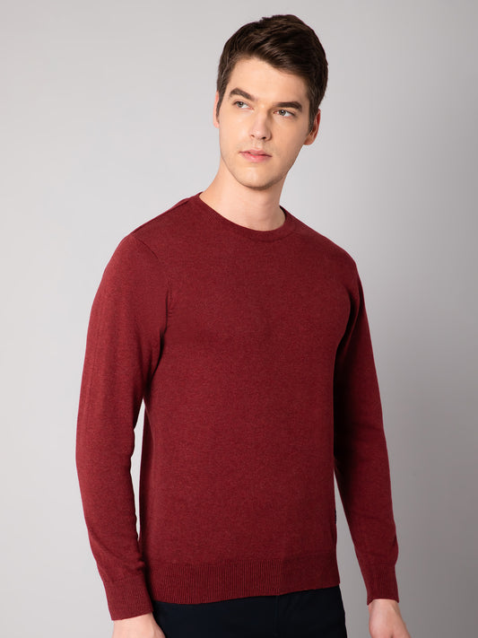 Cantabil Mens Maroon Melange Sweater (7032520999051)