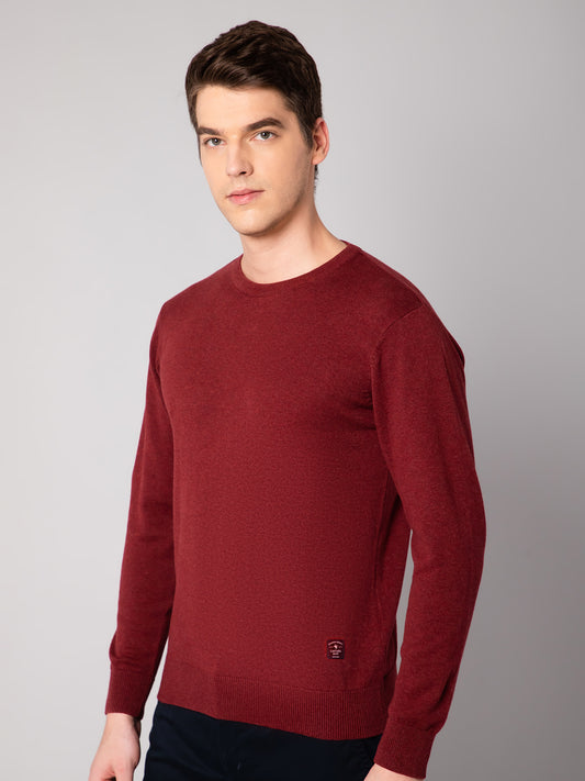 Cantabil Mens Maroon Melange Sweater (7032520999051)