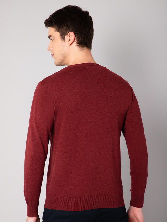 Cantabil Mens Maroon Melange Sweater (7032520999051)