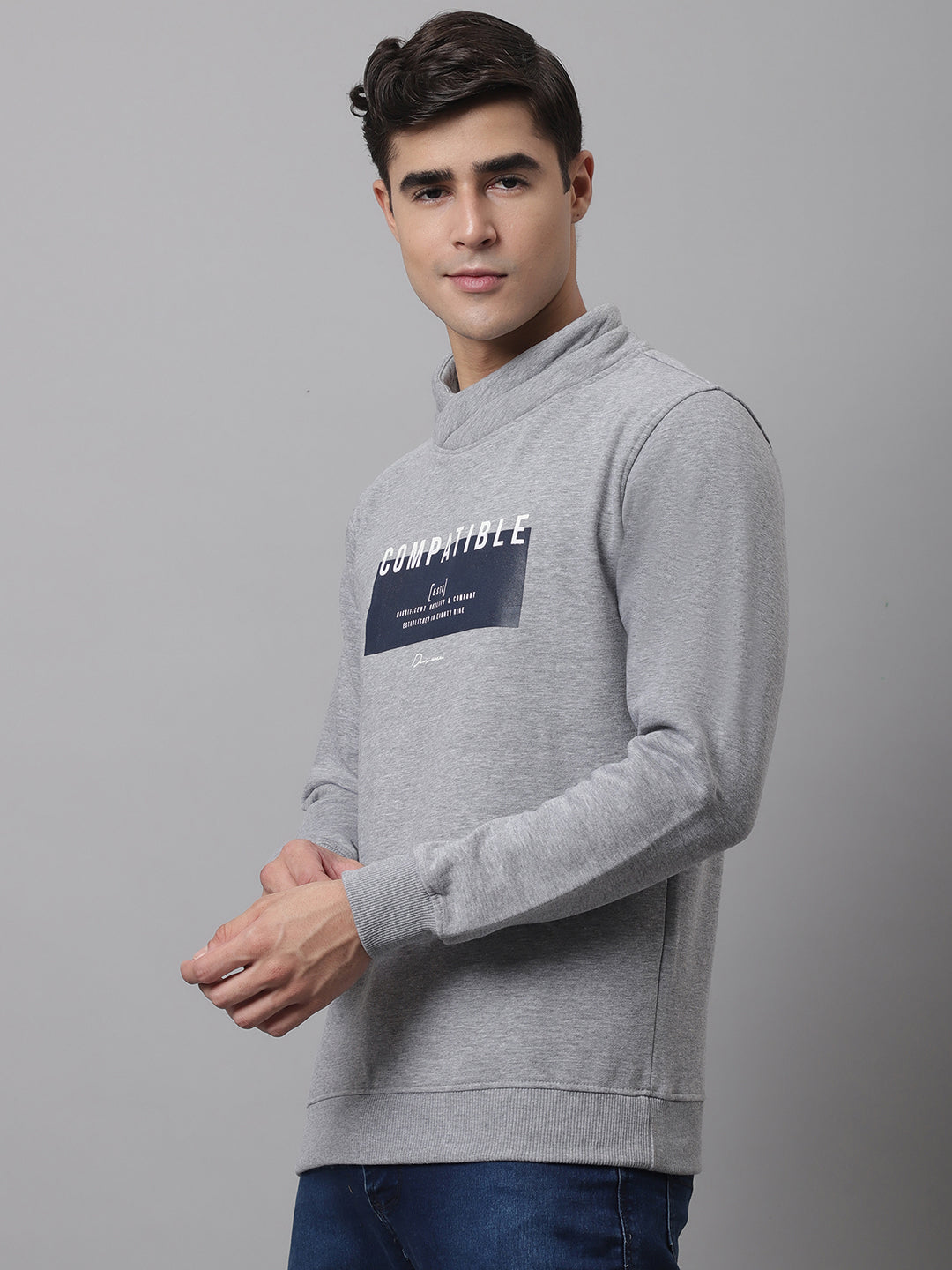 Cantabil Men Grey Melange Sweatshirt (7047347241099)