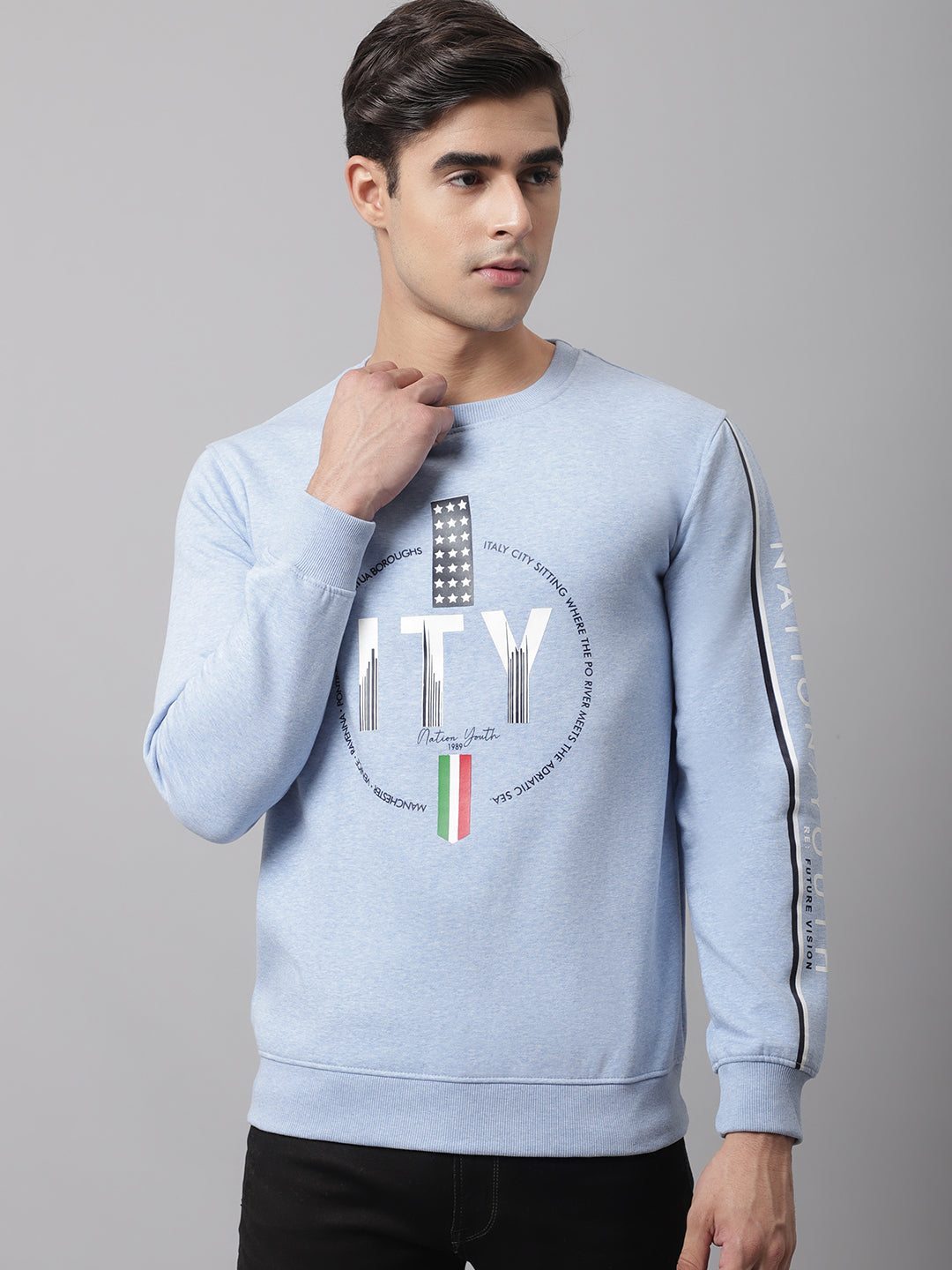 Cantabil Men Sky Melange Sweatshirt (7047349960843)