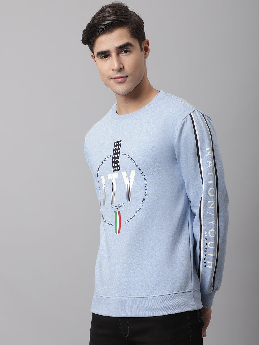 Cantabil Men Sky Melange Sweatshirt (7047349960843)