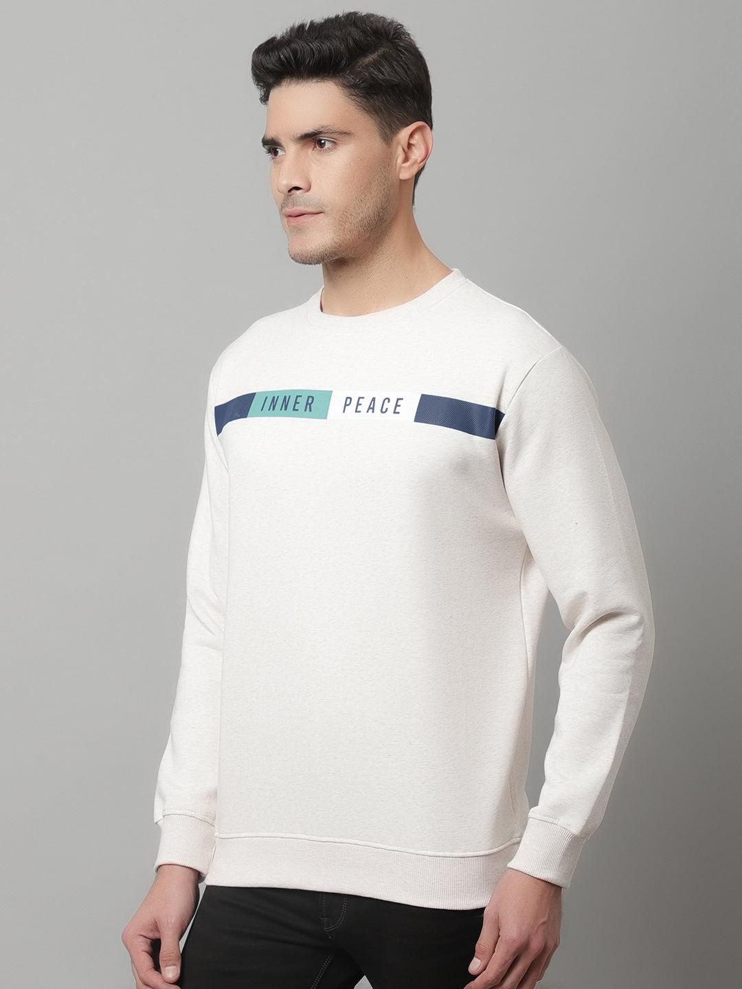 Cantabil Mens Ecru Melange Sweatshirt (7047821131915)