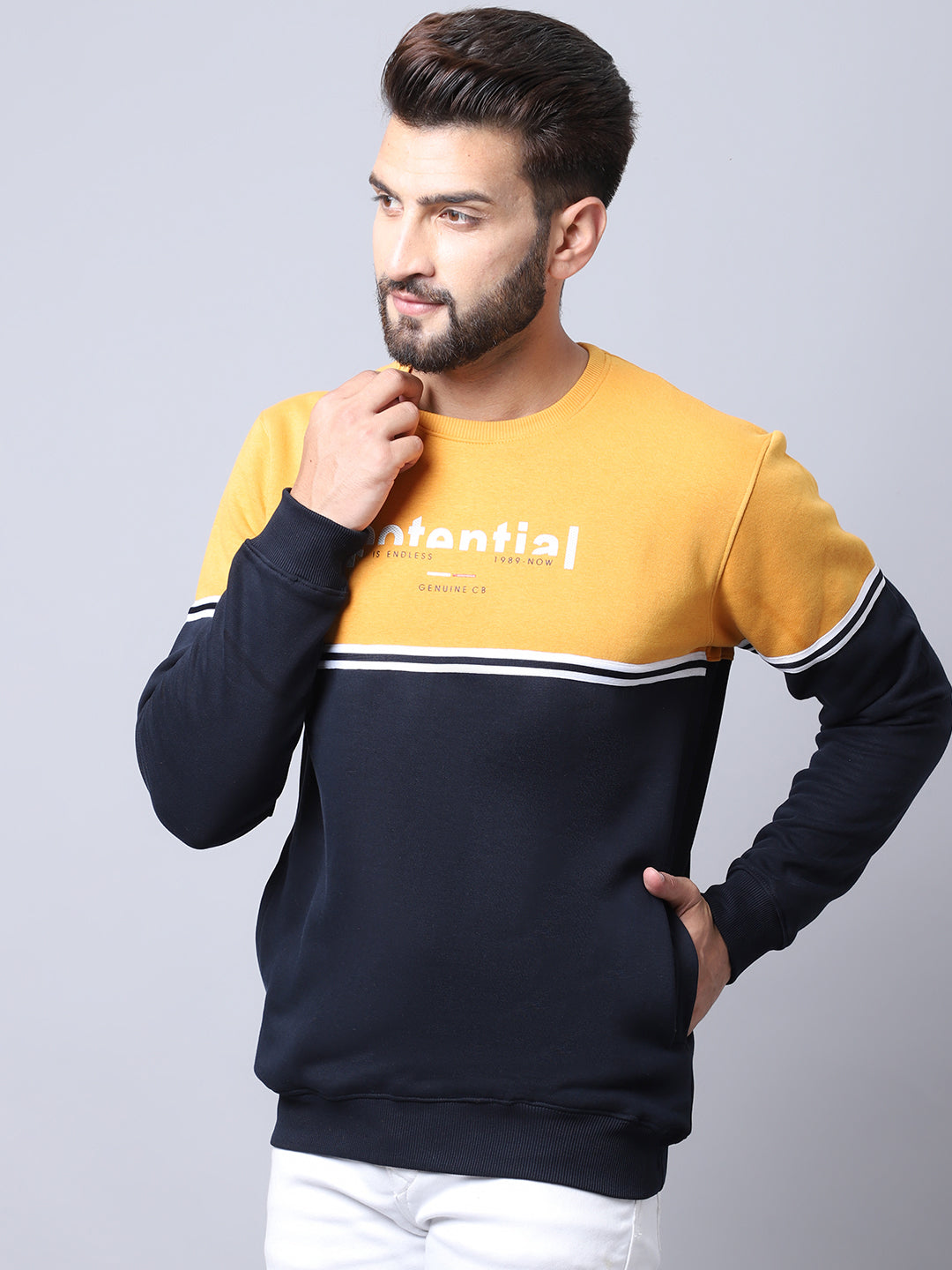 Cantabil Mustard Sweatshirt for Men's (7018470375563)