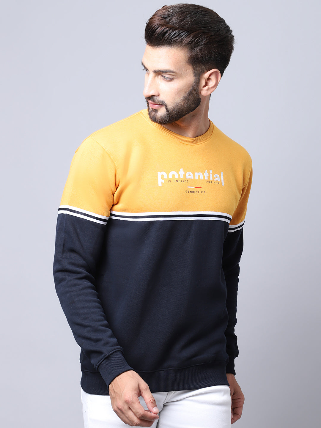 Cantabil Mustard Sweatshirt for Men's (7018470375563)