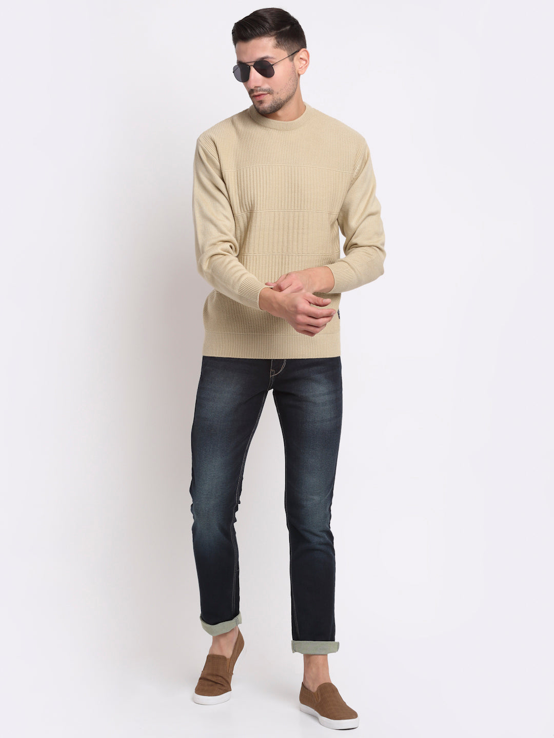 Cantabil Men Khaki Pullover Sweater (6699117936779)