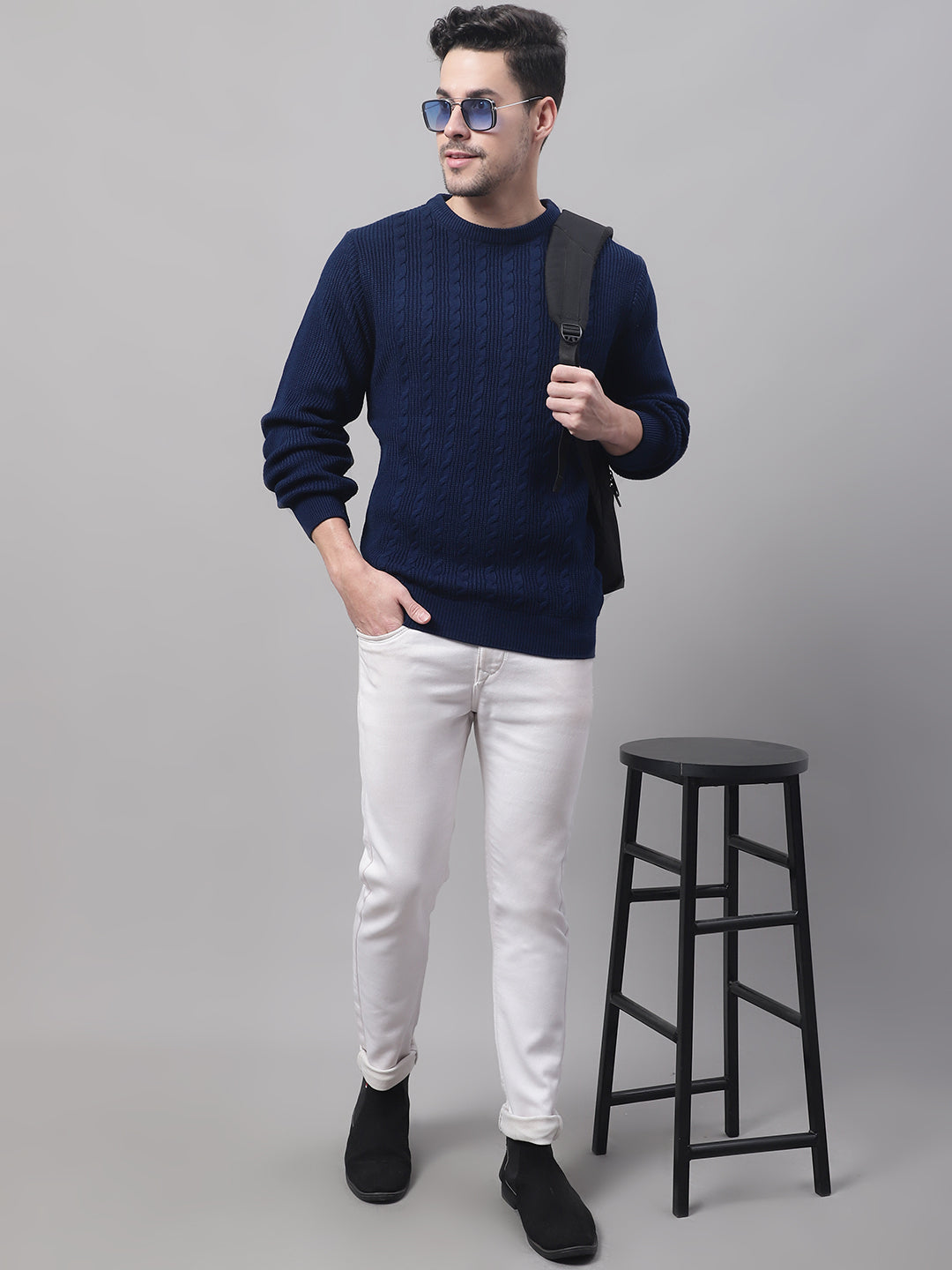 Cantabil Men Ink Blue Sweater (7089016438923)