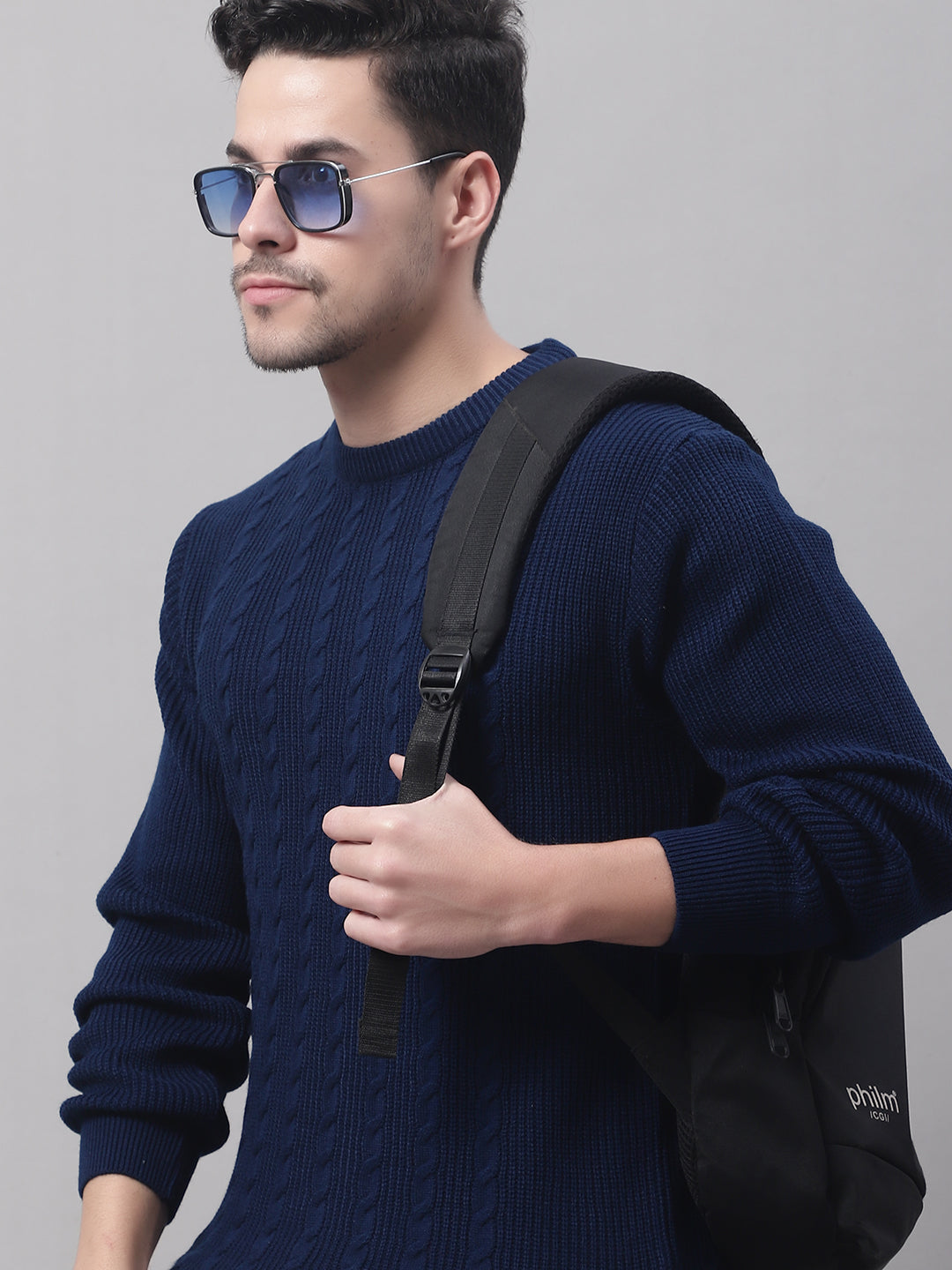 Cantabil Men Ink Blue Sweater (7089016438923)