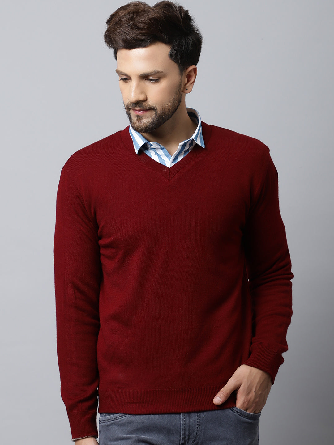 Cantabil Mens Maroon Sweater (7031660085387)