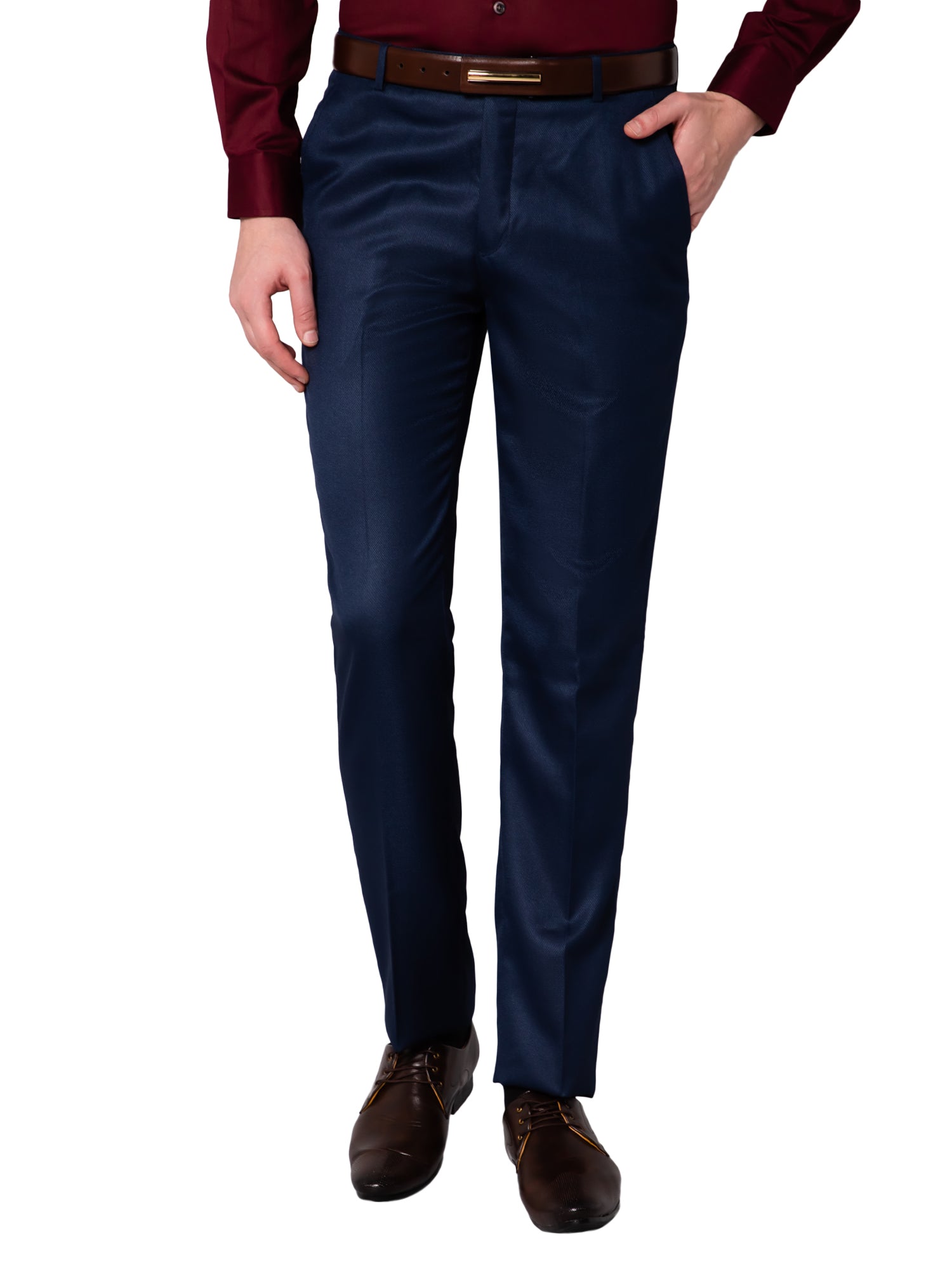 Blue Checked Formal Trouser - Buy Blue Checked Formal Trouser online in  India