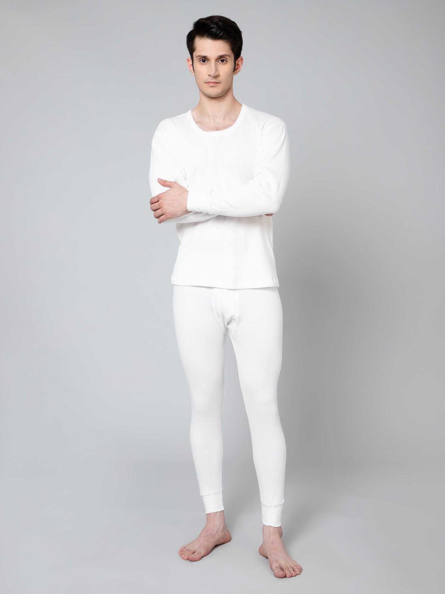 Men Off White Thermal Top - Main Image