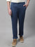 Cantabil Men Navy Blue Cotton Blend Self Design Regular Fit Casual Trouser (7081515122827)
