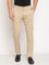 Cantabil Men Beige Cotton blend Solid Regular Fit Casual Trouser (6805192081547)