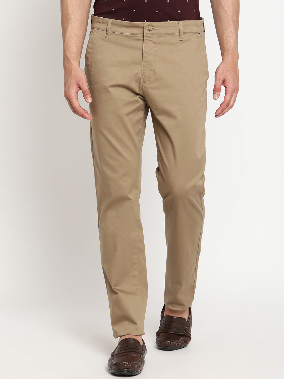 Casual Mens Camel Color Cotton Lycra Pants 2836 Waist Size