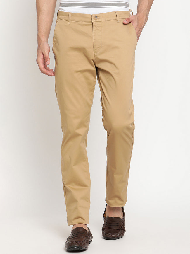 Buy Cantabil Men Beige Cotton Regular Fit Casual Trouser  MTRC00038Fawn30 at Amazonin