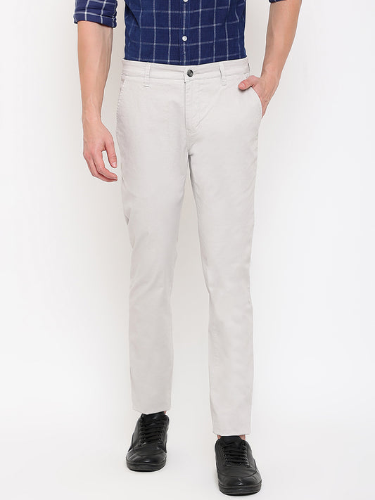 Cantabil Men Ivory Cotton Blend Checkered Regular Fit Casual Trouser (7069500833931)