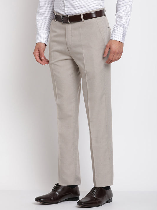 Cantabil Men's Beige Formal Trousers (6768442441867)