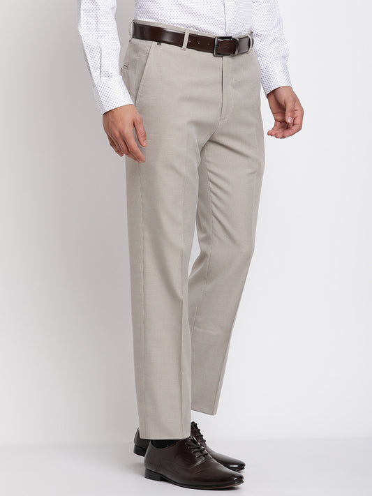Cantabil Men's Beige Formal Trousers (6768442441867)