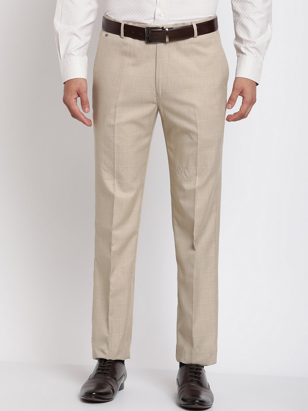 Cantabil Men's Fawn Formal Trousers (6768556769419)