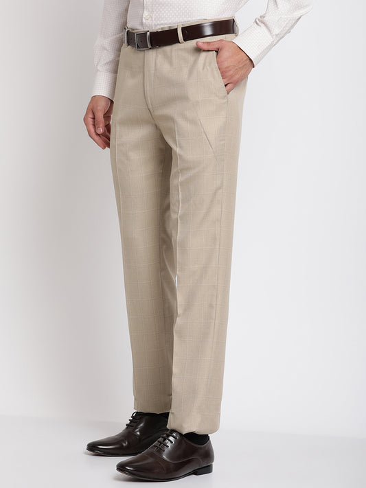 Cantabil Men's Fawn Formal Trousers (6768556769419)