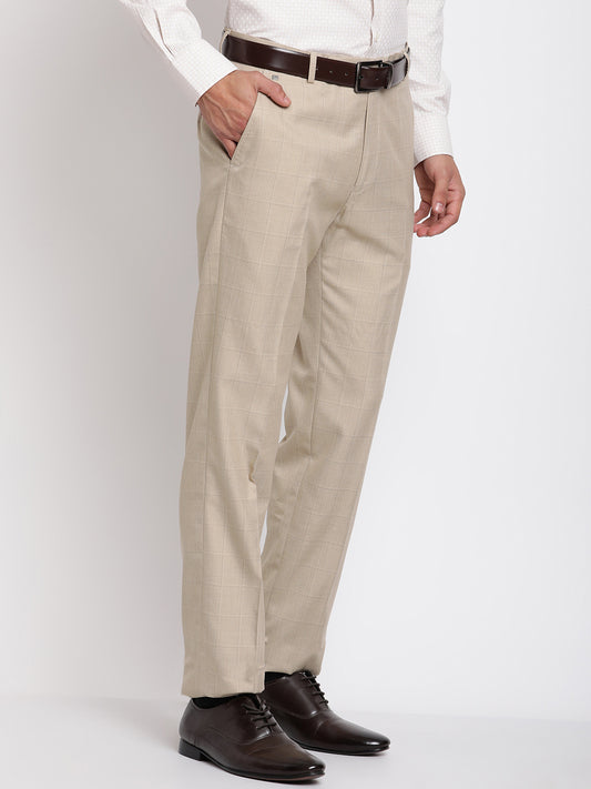 Cantabil Men's Fawn Formal Trousers (6768556769419)