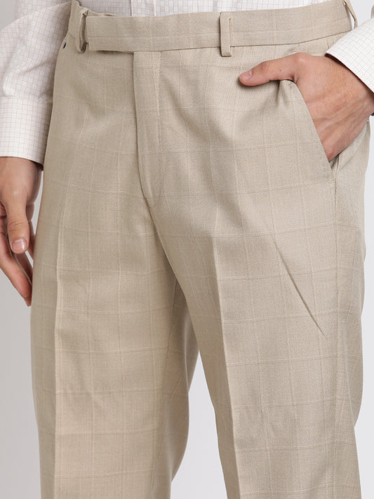 Cantabil Men's Fawn Formal Trousers (6768556769419)