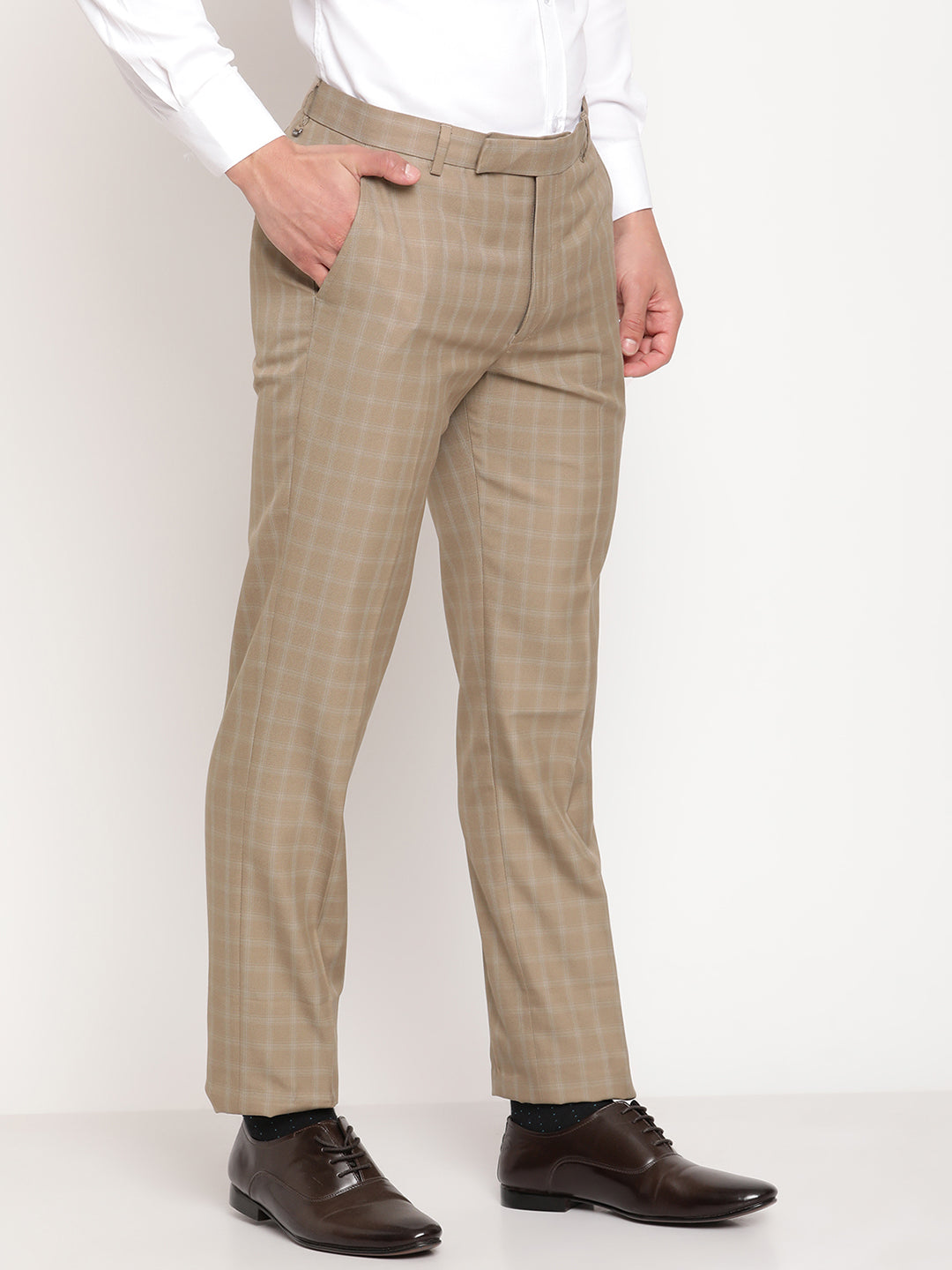 Cantabil Men's Beige Formal Trousers (6805927002251)