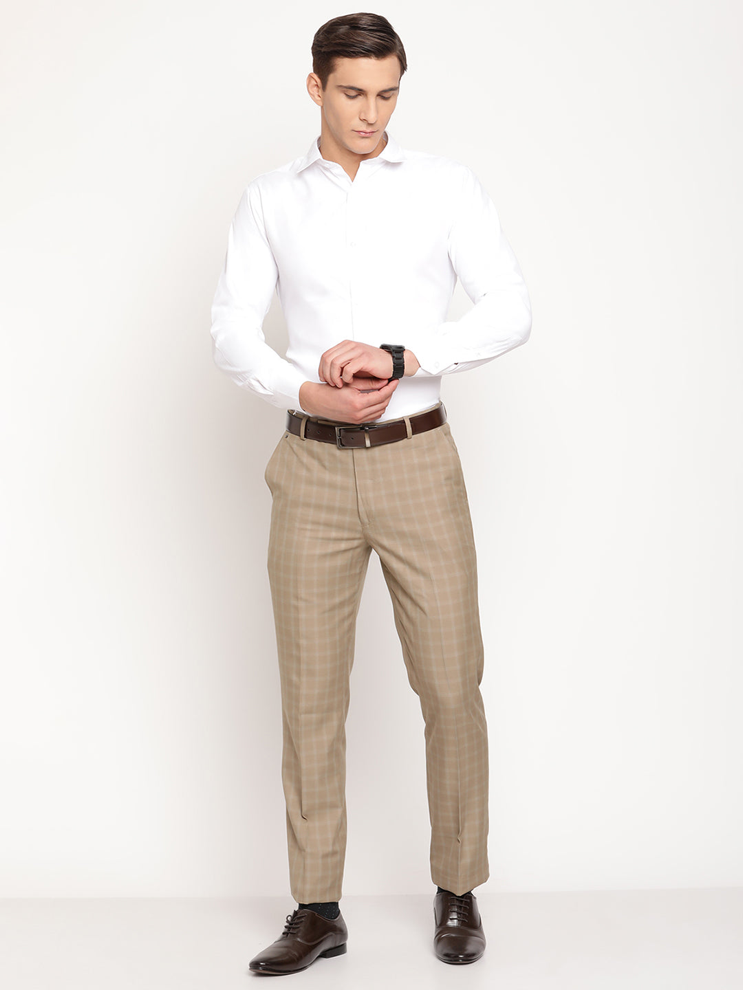 Cantabil Men's Beige Formal Trousers (6805927002251)