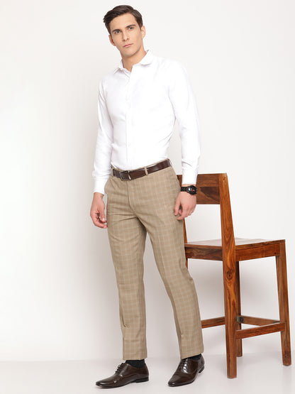 Cantabil Men's Beige Formal Trousers (6805927002251)