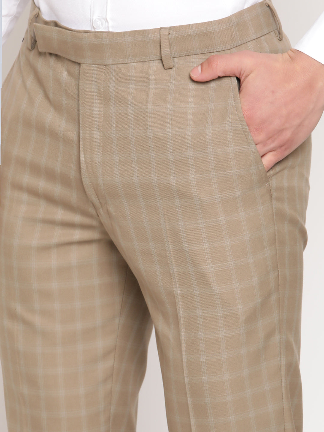 Cantabil Men's Beige Formal Trousers (6805927002251)