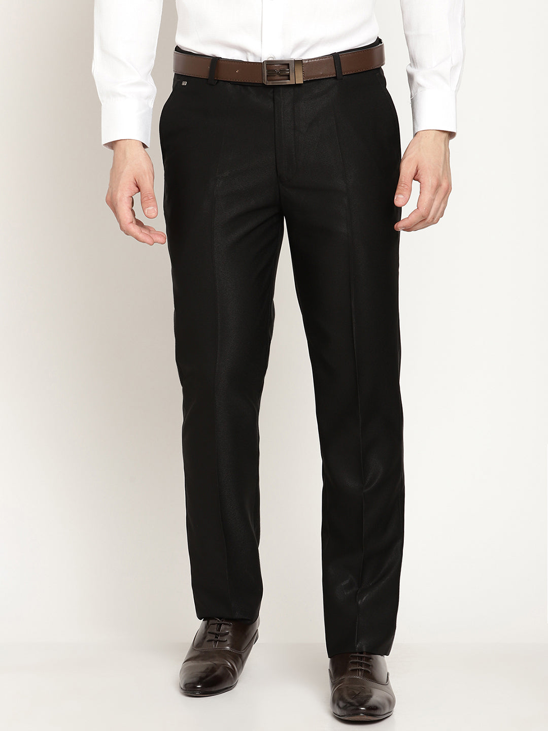 Cantabil Men's Black Formal Trousers (6829065928843)