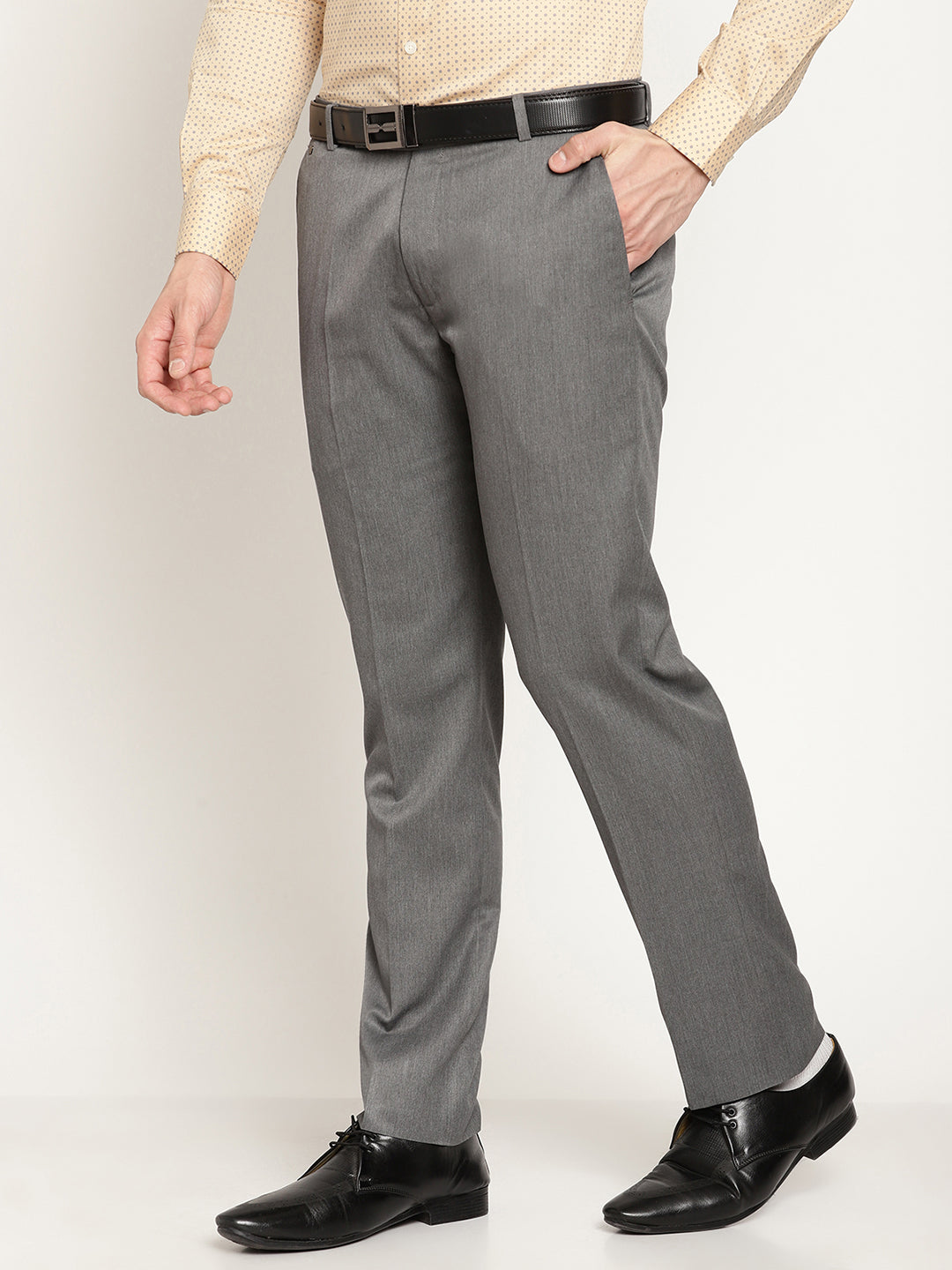 Cantabil Men's Grey Formal Trousers (6829063405707)