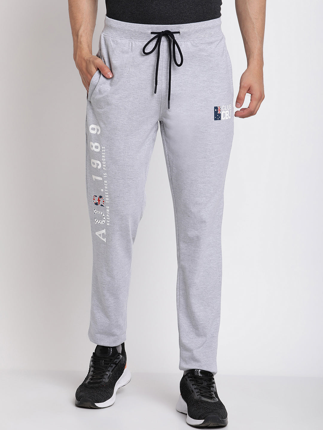 Cantabil Men's Grey Melange Track Pants (6769621270667)