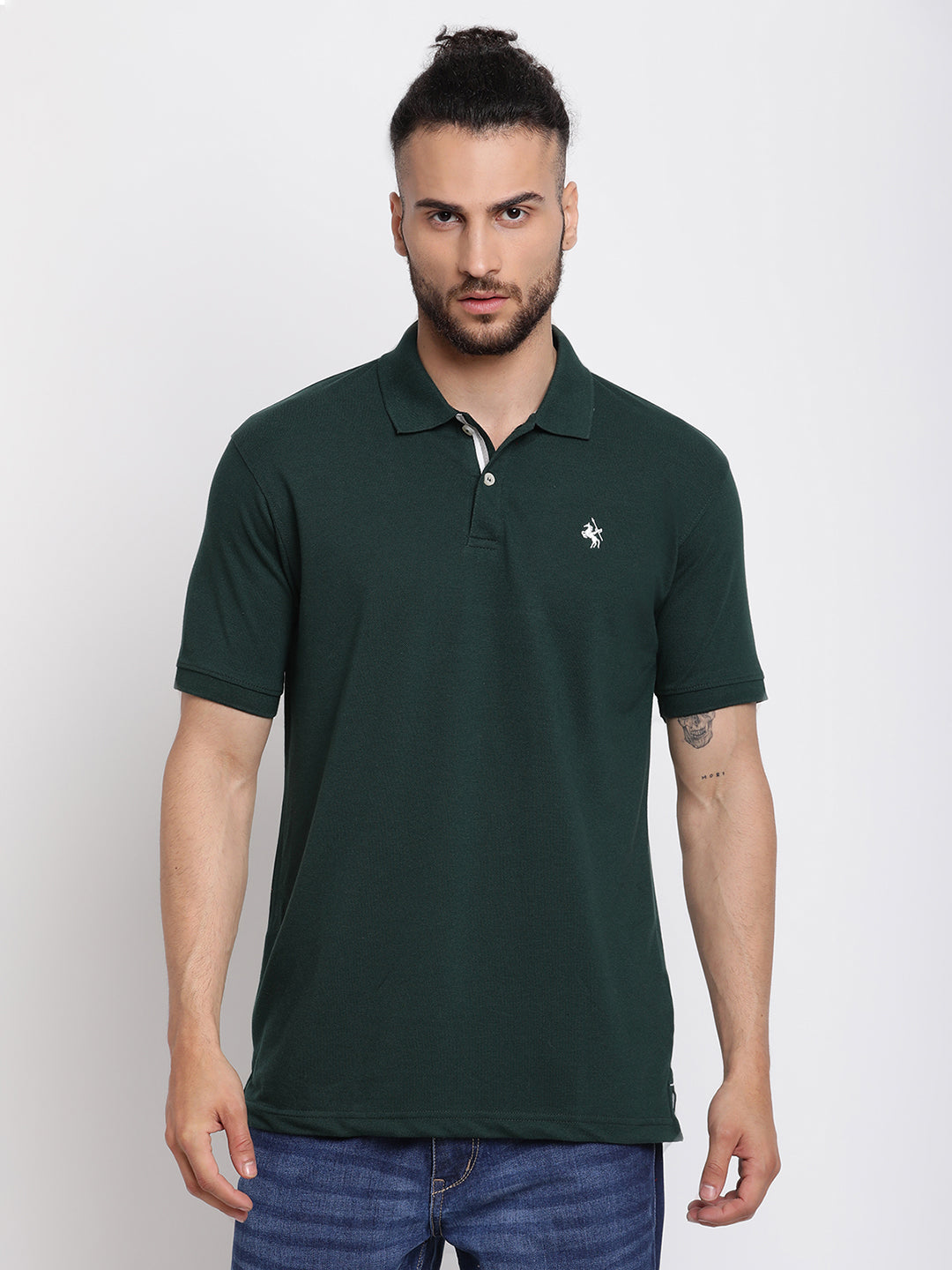 Cantabil Men's Bottle Green T-Shirt (6764903497867)