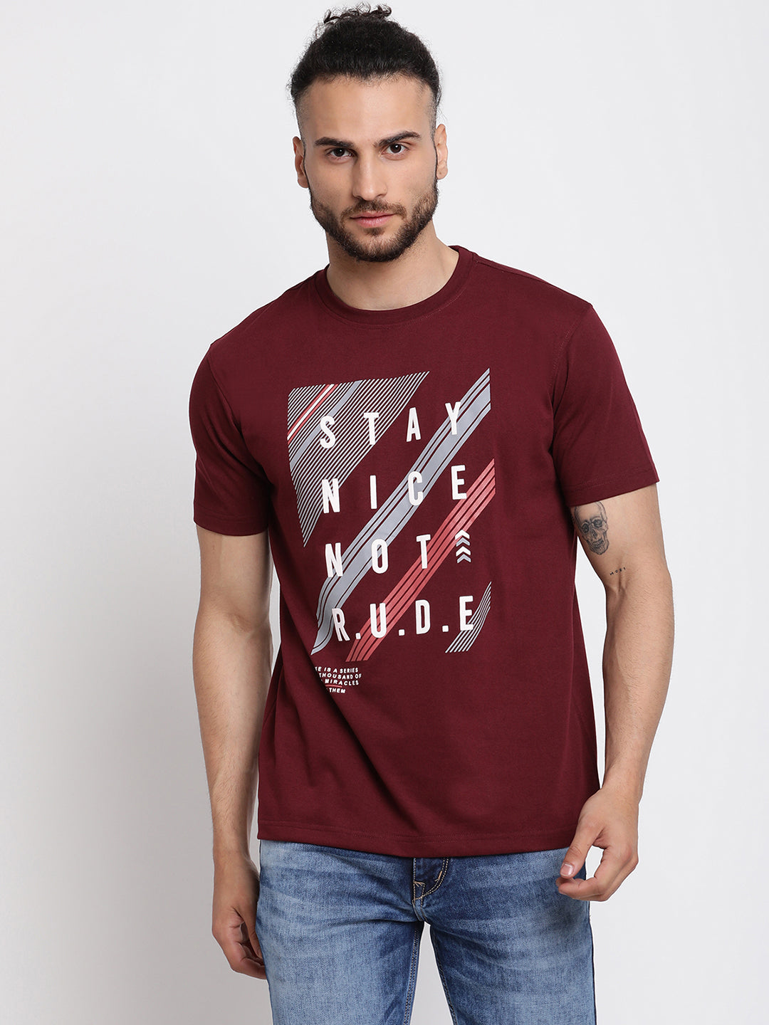 Cantabil Men's Maroon T-Shirt (6769738645643)