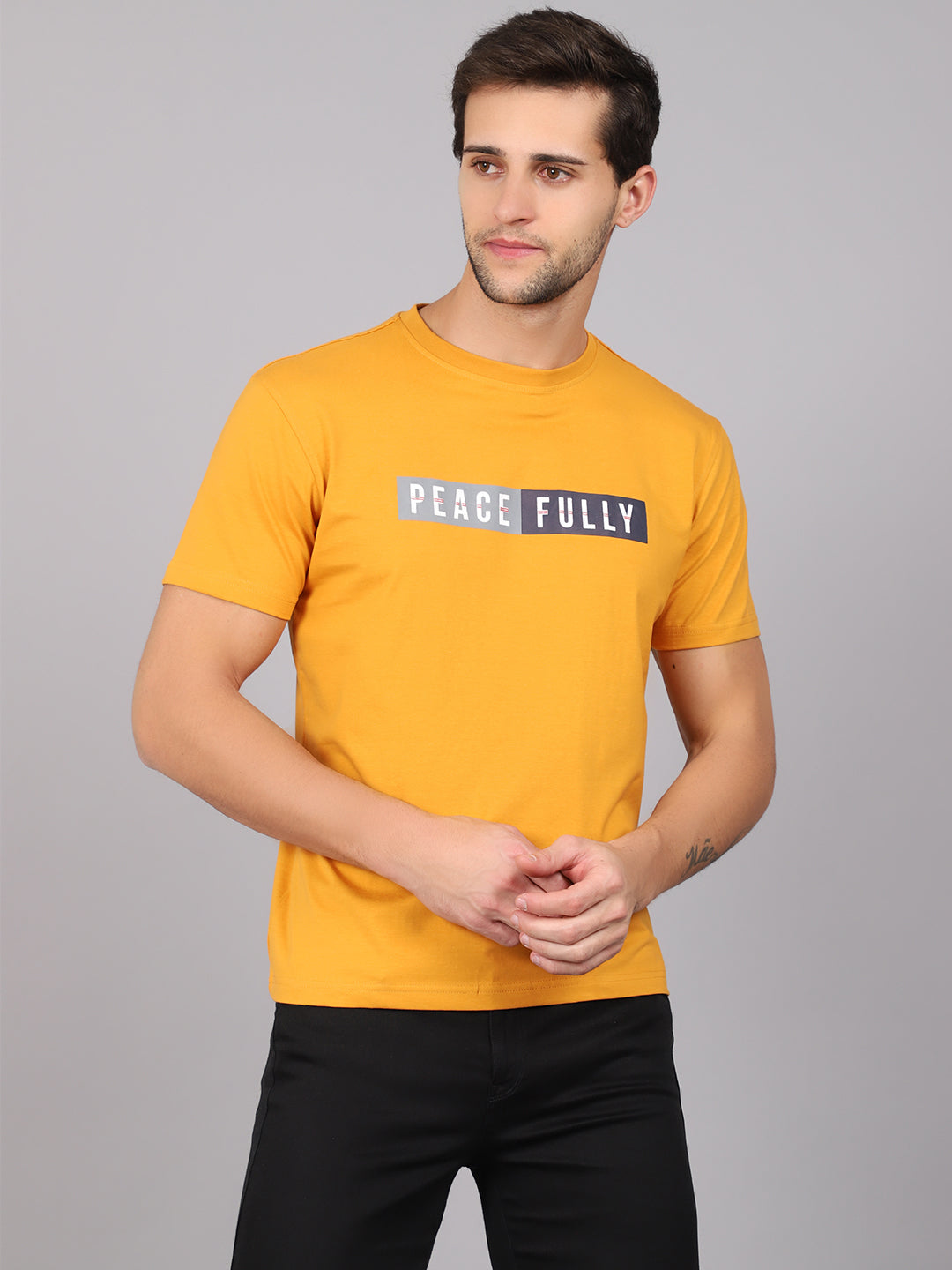 Cantabil Men's Mustard T-Shirt (6841249431691)