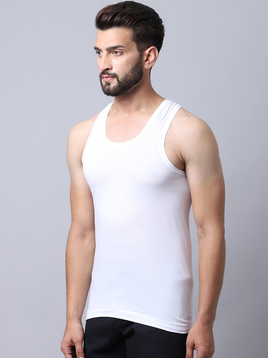 Cantabil Mens Pack of 2 White Vest (7043149955211)