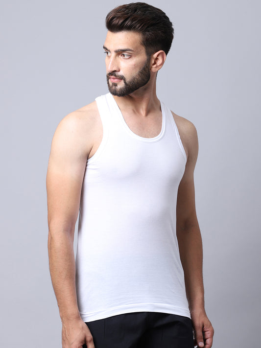 Cantabil Mens Pack of 2 White Vest (7043149955211)