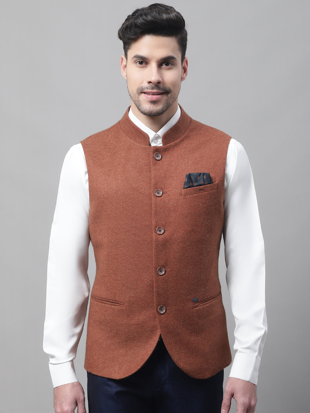 Cantabil Men's Rust Waist Coat (7082171826315)