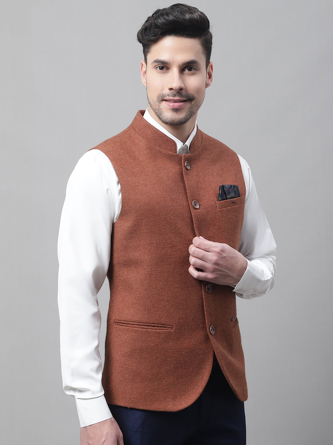 Cantabil Men's Rust Waist Coat (7082171826315)