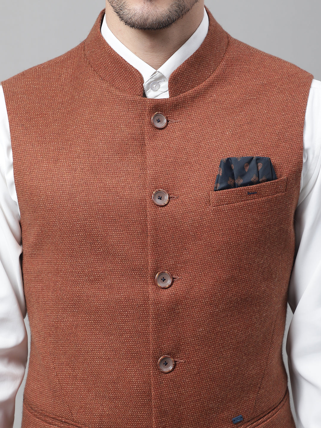 Cantabil Men's Rust Waist Coat (7082171826315)