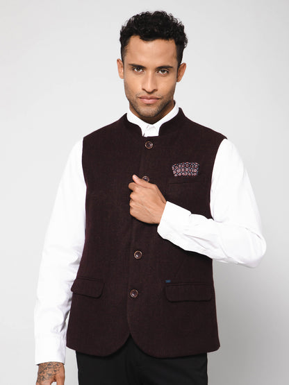 Cantabil Men Wine Waist Coat (7113930178699)